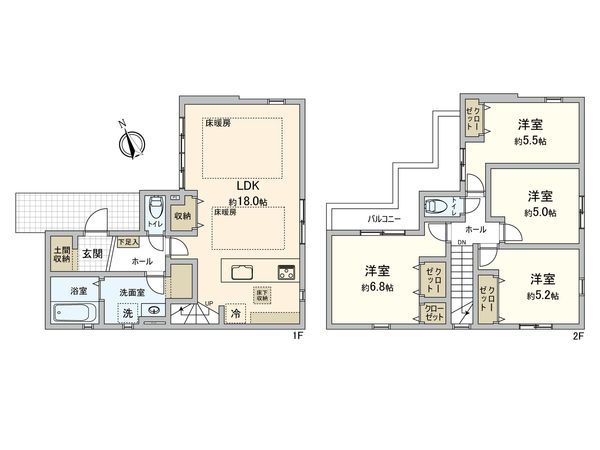 府中市分梅町5丁目 新築戸建2号棟 間取図(平面図)