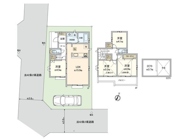 調布市富士見町4丁目 新築戸建 A号棟 間取図(平面図)