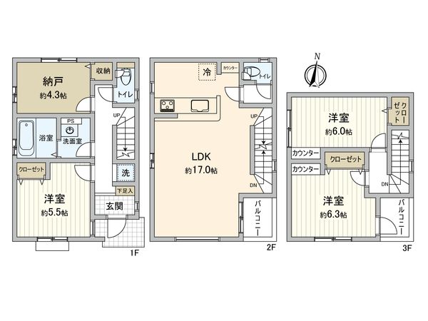 府中市紅葉丘3丁目 新築戸建 2号棟 間取図(平面図)