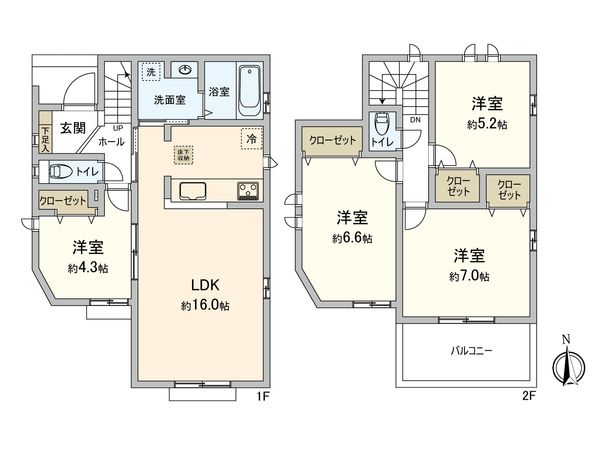 府中市日新町3丁目 戸建 A号棟 間取図(平面図)