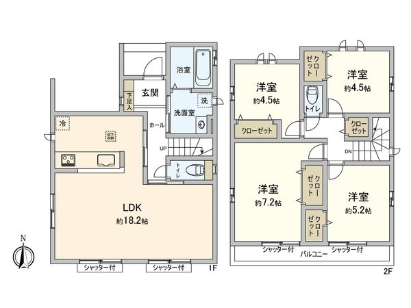 府中市日新町3丁目 戸建 B号棟 間取図(平面図)