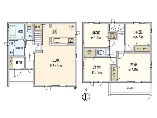 府中市日新町3丁目 戸建 G号棟 間取図(平面図) 間取図(平面図)