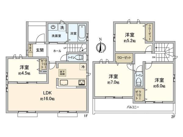 府中市日新町3丁目 戸建 K号棟 間取図(平面図) 間取図(平面図)