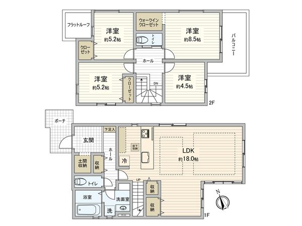 府中市西府町3丁目 新築戸建 2号棟 間取図(平面図)