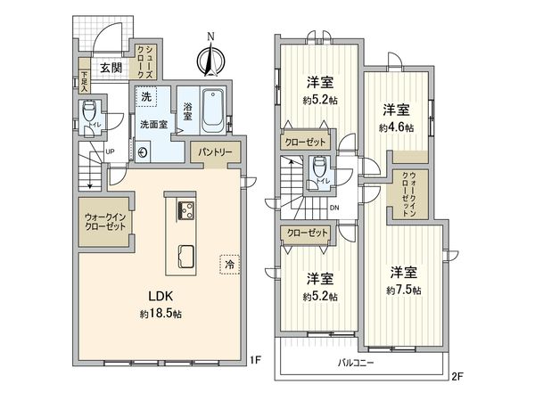 府中市是政2丁目 新築戸建1号棟 間取図(平面図)