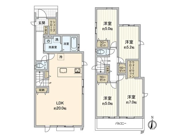府中市是政2丁目 戸建 3号棟 間取図(平面図)