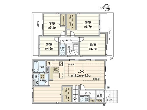 府中市南町2丁目 新築戸建3号棟 間取図(平面図) 府中市南町2丁目 新築戸建3号棟 間取図(平面図)
