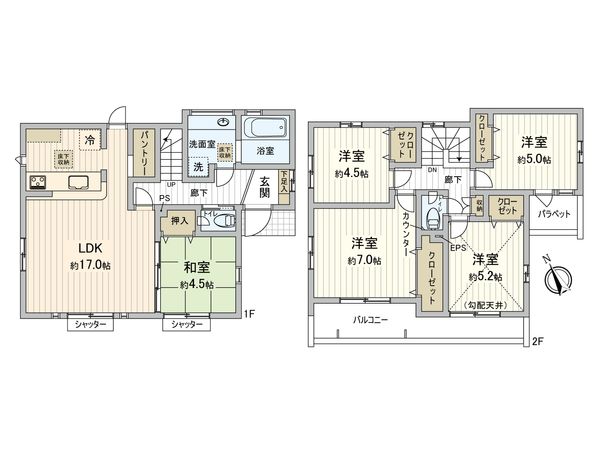 府中市分梅町5丁目 新築戸建1号棟 間取図(平面図) 間取図(平面図)