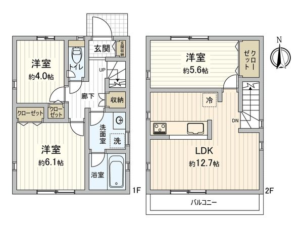 府中市本町3丁目 新築戸建 4号棟 間取図(平面図)