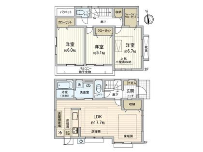 府中市栄町1丁目 新築戸建 間取図(平面図) 間取図(平面図)