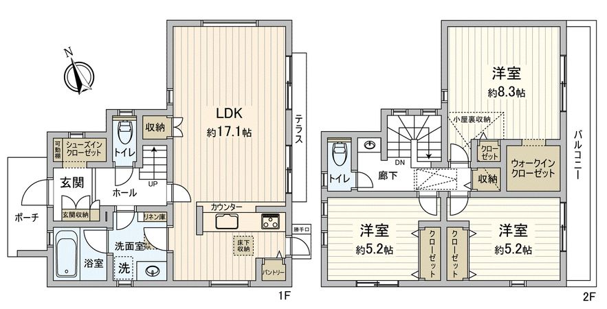 府中市天神町2丁目 新築戸建 間取図(平面図) 府中市天神町2丁目 新築戸建 間取図(平面図)