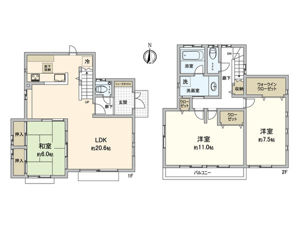 府中市本宿町4丁目 戸建 間取図(平面図) 府中市本宿町4丁目 戸建 間取図(平面図)