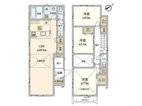 府中市四谷1丁目 新築戸建 1号棟 間取図(平面図)