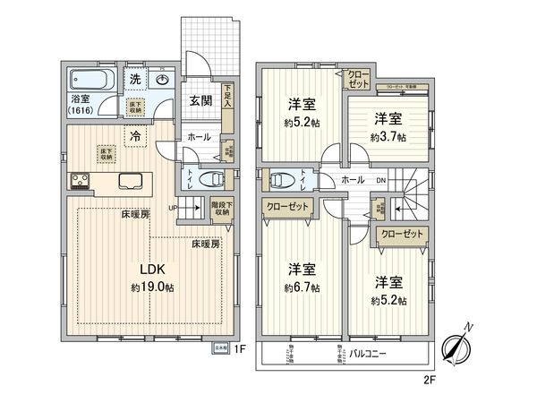 府中市清水が丘3丁目 新築戸建 Ⅰ期1号棟 間取図(平面図) 府中市清水が丘3丁目 新築戸建 Ⅰ期1号棟 間取図(平面図)
