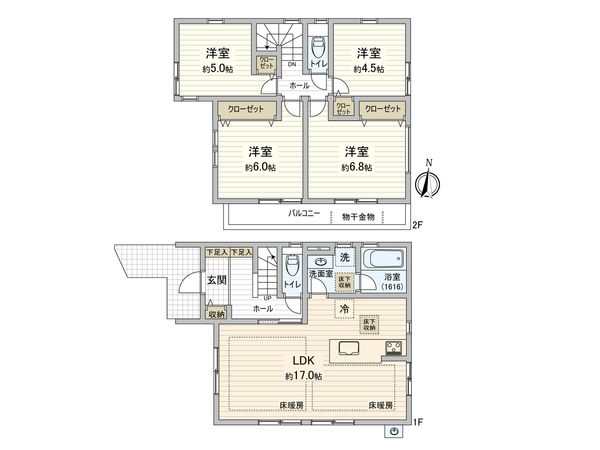 府中市清水が丘3丁目 新築戸建 Ⅰ期2号棟 間取図(平面図) 府中市清水が丘3丁目 新築戸建 Ⅰ期2号棟 間取図(平面図)