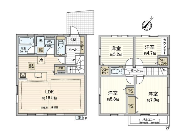 府中市清水が丘3丁目 新築戸建 Ⅰ期3号棟 間取図(平面図) 府中市清水が丘3丁目 新築戸建 Ⅰ期3号棟 間取図(平面図)