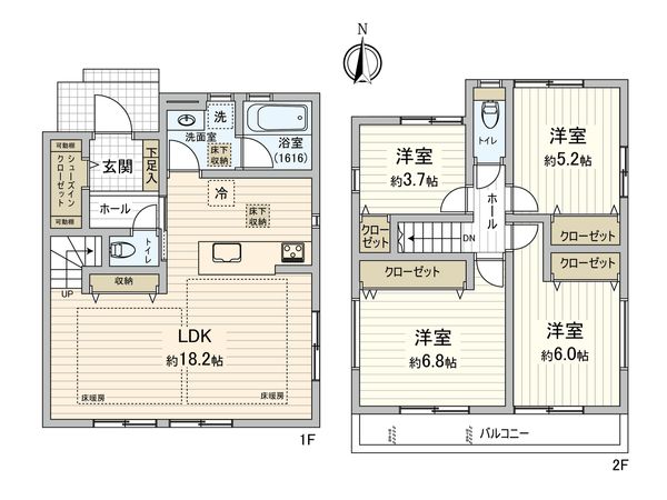 府中市清水が丘3丁目 新築戸建 Ⅱ期1号棟 間取図(平面図)