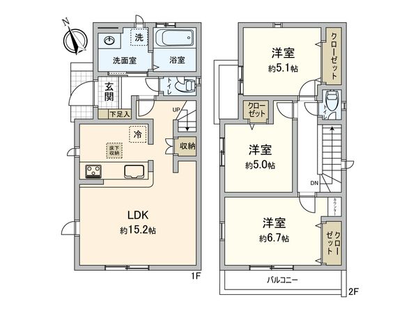 府中市四谷3丁目 新築戸建3号棟 間取図(平面図) 府中市四谷3丁目 新築戸建3号棟 間取図(平面図)