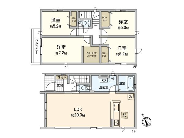 府中市四谷3丁目 新築戸建1号棟 間取図(平面図) 府中市四谷3丁目 新築戸建1号棟 間取図(平面図)