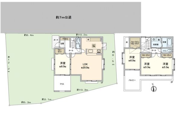 府中市清水が丘2丁目 戸建 間取図(平面図) 府中市清水が丘2丁目 戸建 間取図(平面図)