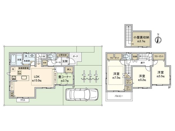 府中市若松町3丁目 新築戸建7号棟 間取図(平面図)