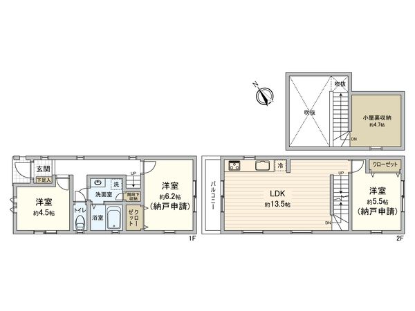 府中市紅葉丘1丁目 新築戸建 B号棟 間取図(平面図) 府中市紅葉丘1丁目 新築戸建 B号棟 間取図(平面図)