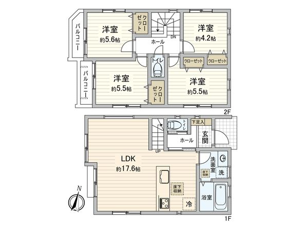 府中市南町2丁目 新築戸建 1号棟 間取図(平面図) 府中市南町2丁目 新築戸建 1号棟 間取図(平面図)