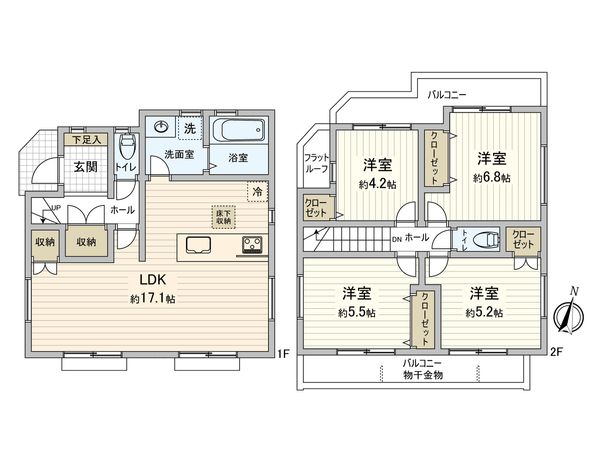 府中市南町2丁目 新築戸建 2号棟 間取図(平面図) 府中市南町2丁目 新築戸建 2号棟 間取図(平面図)
