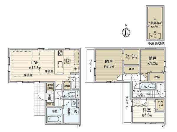 府中市栄町1丁目 新築戸建 1号棟 間取図(平面図) 府中市栄町1丁目 新築戸建 1号棟 間取図(平面図)