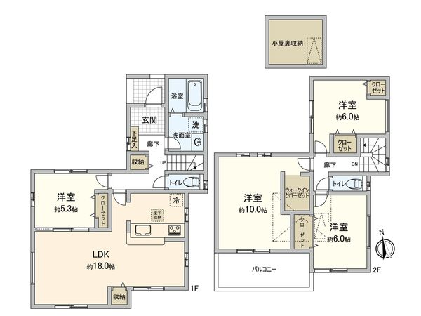 府中市西府町1丁目 新築戸建 4号棟 間取図(平面図) 府中市西府町1丁目 新築戸建 4号棟 間取図(平面図)