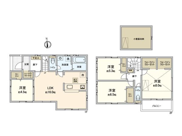 府中市西府町1丁目 新築戸建 5号棟 間取図(平面図) 府中市西府町1丁目 新築戸建 5号棟 間取図(平面図)