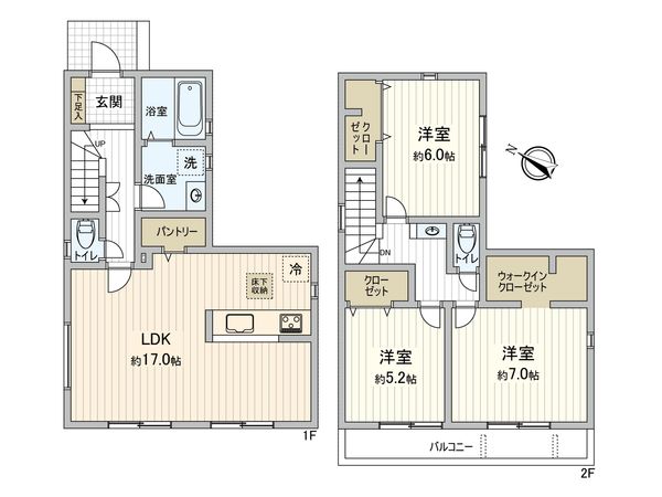 府中市南町2丁目 新築戸建 1号棟 間取図(平面図) 府中市南町2丁目 新築戸建 1号棟 間取図(平面図)