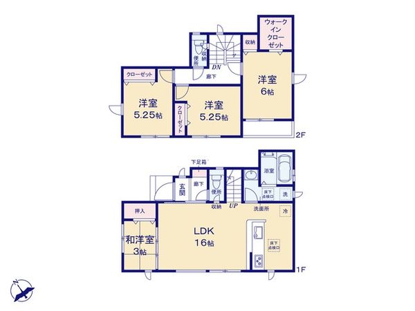 府中市住吉町3丁目 新築戸建 2号棟 間取図(平面図) 府中市住吉町3丁目 新築戸建 2号棟 間取図(平面図)