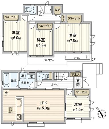 府中市四谷5丁目 新築戸建 E号棟 間取図(平面図) 府中市四谷5丁目 新築戸建 E号棟 間取図(平面図)