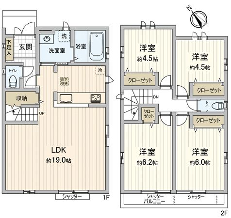 府中市四谷5丁目 新築戸建 B号棟 間取図(平面図) 府中市四谷5丁目 新築戸建 B号棟 間取図(平面図)