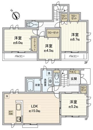 府中市四谷5丁目 新築戸建 C号棟 間取図(平面図) 府中市四谷5丁目 新築戸建 C号棟 間取図(平面図)