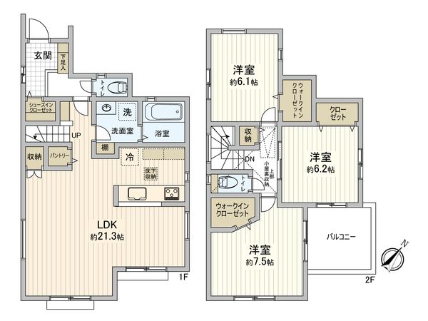 府中市是政6丁目 新築戸建 C号棟 間取図(平面図) 府中市是政6丁目 新築戸建 C号棟 間取図(平面図)