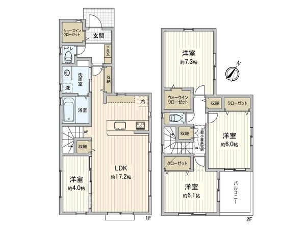 府中市是政6丁目 新築戸建 B号棟 間取図(平面図) 府中市是政6丁目 新築戸建 B号棟 間取図(平面図)