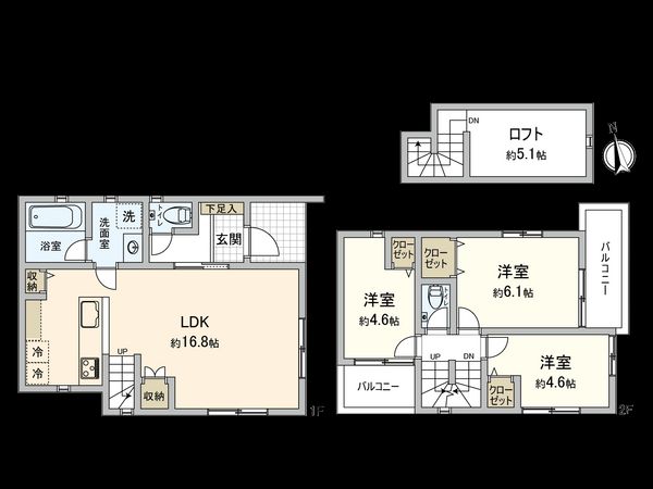 府中市小柳町4丁目 C号棟 間取図(平面図) 府中市小柳町4丁目 C号棟 間取図(平面図)
