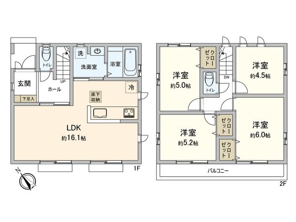 府中市四谷5丁目 新築戸建 A号棟 間取図(平面図) 府中市四谷5丁目 新築戸建 A号棟 間取図(平面図)