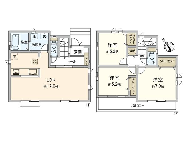 府中市四谷5丁目 新築戸建 C号棟 間取図(平面図) 府中市四谷5丁目 新築戸建 C号棟 間取図(平面図)