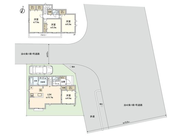 府中市日新町3丁目 新築戸建 B号棟 間取図(平面図) 府中市日新町3丁目 新築戸建 B号棟 間取図(平面図)