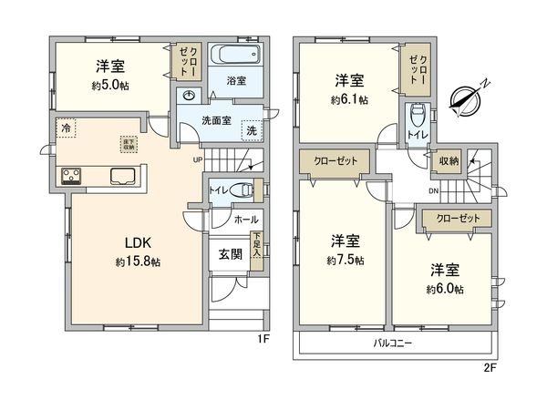 府中市四谷3丁目 新築戸建 A号棟 間取図(平面図) 府中市四谷3丁目 新築戸建 A号棟 間取図(平面図)