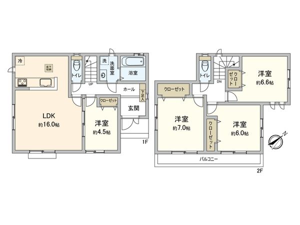 府中市四谷3丁目 新築戸建 C号棟 間取図(平面図) 府中市四谷3丁目 新築戸建 C号棟 間取図(平面図)