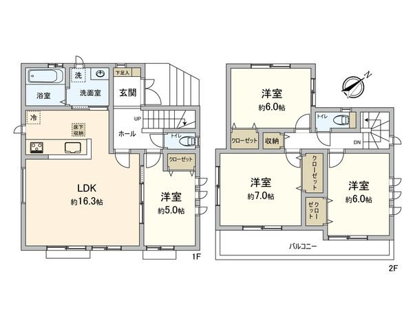 府中市四谷3丁目 新築戸建 H号棟 間取図(平面図) 府中市四谷3丁目 新築戸建 H号棟 間取図(平面図)