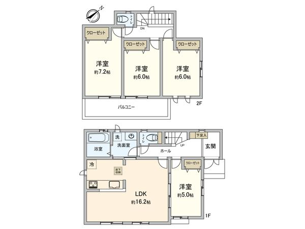 府中市四谷3丁目 新築戸建 E号棟 間取図(平面図) 府中市四谷3丁目 新築戸建 E号棟 間取図(平面図)