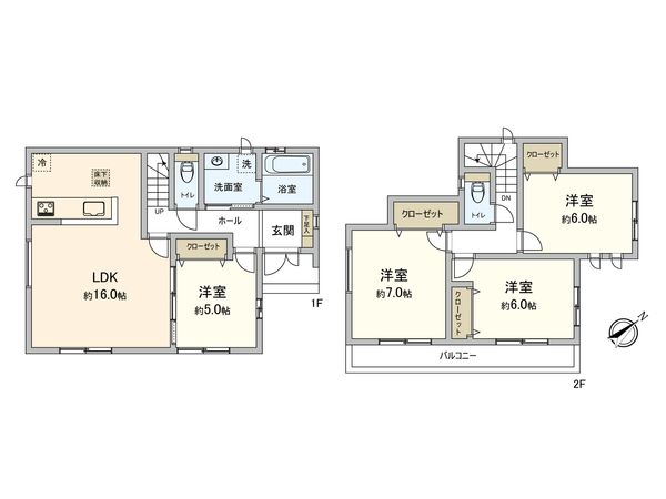 府中市四谷3丁目 新築戸建 F号棟 間取図(平面図) 府中市四谷3丁目 新築戸建 F号棟 間取図(平面図)