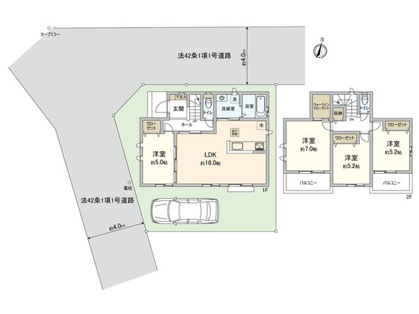 府中市日新町3丁目 新築戸建 A号棟 間取図(平面図) 府中市日新町3丁目 新築戸建 A号棟 間取図(平面図)