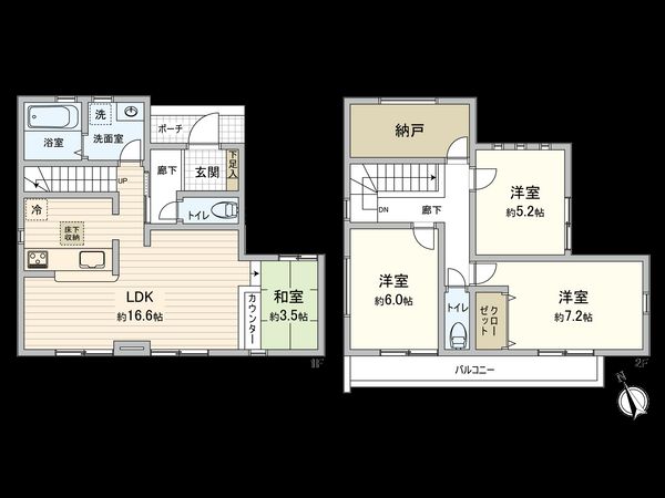 府中市新町1丁目 新築戸建 間取図(平面図) 府中市新町1丁目 新築戸建 間取図(平面図)