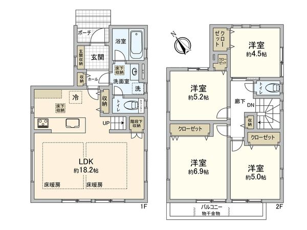 府中市西府町1丁目 新築戸建1号棟 間取図(平面図) 府中市西府町1丁目 新築戸建1号棟 間取図(平面図)